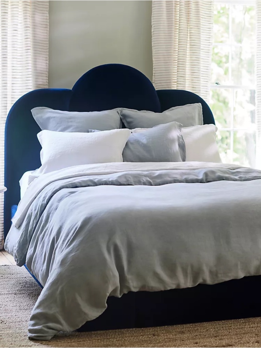 Anthropologie 100% Portuguese European Linen Duvet Cover in Blue | QUEEN NWT